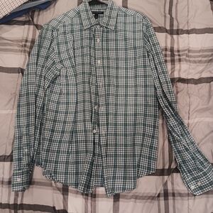 Polo by Ralph Lauren Green & White Plaid Cotton Button-Down Shirt